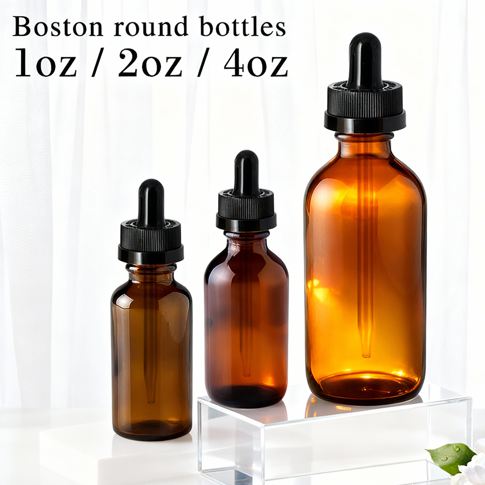 1 oz 2 oz 4 oz Boston Round Gl